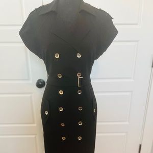 Black Calvin Klein Double Breasted Coat Dress, Size 8
